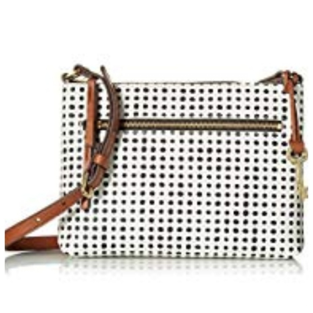 Fossil White and Black Polkadot Fiona Crossbody